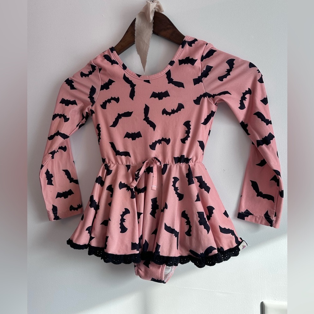 Cheeky Plum Boutique Pink Bat Print Girls Leotard